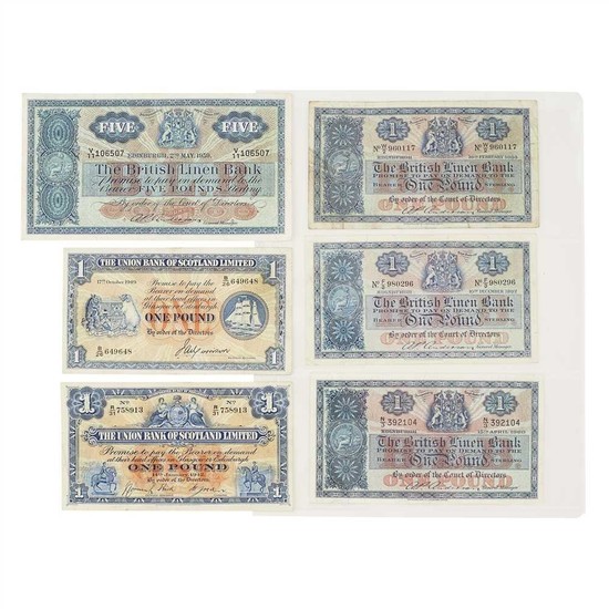 G.B - The National Bank of Scotland, Union Bank of Scotland, British Linen Bank - A collection of banknotes