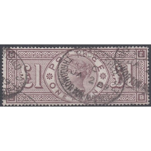 GREAT BRITAIN STAMPS : 1888 £1 Brown Lilac orbs wmk fine us...