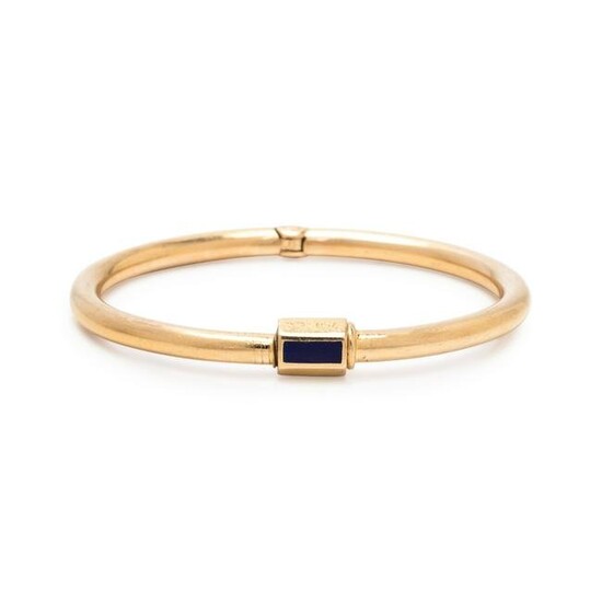 GUCCI, YELLOW GOLD AND EMAMEL BANGLE BRACELET