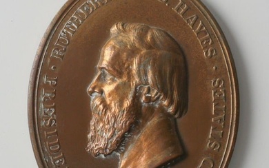 George T. Morgan Rutherford B. Hayes Bronze Indian Peace Medal Early Strike