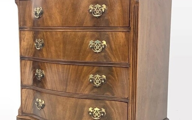 Georgian style mahogany serpentine front chest, moulded top over...