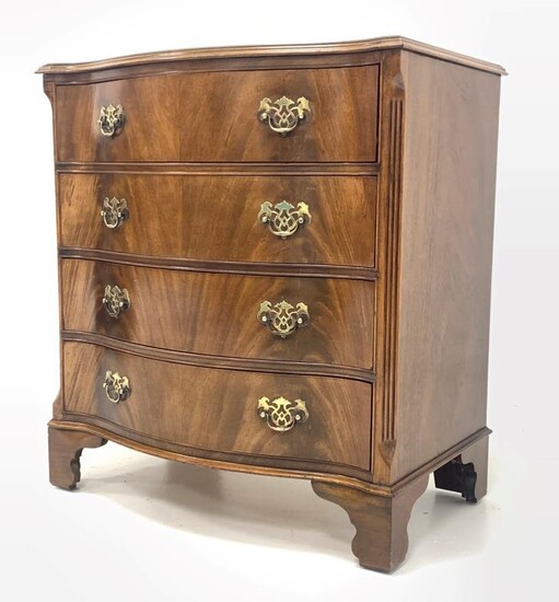 Georgian style mahogany serpentine front chest, moulded top over...