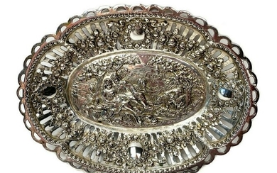 German .830 Silver Bowl, circa 1900. Pierced & Repousse