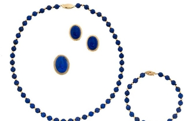 Gold and Lapis Lazuli Jewelry Suite