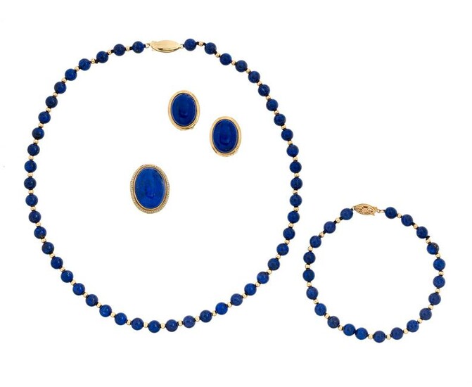 Gold and Lapis Lazuli Jewelry Suite