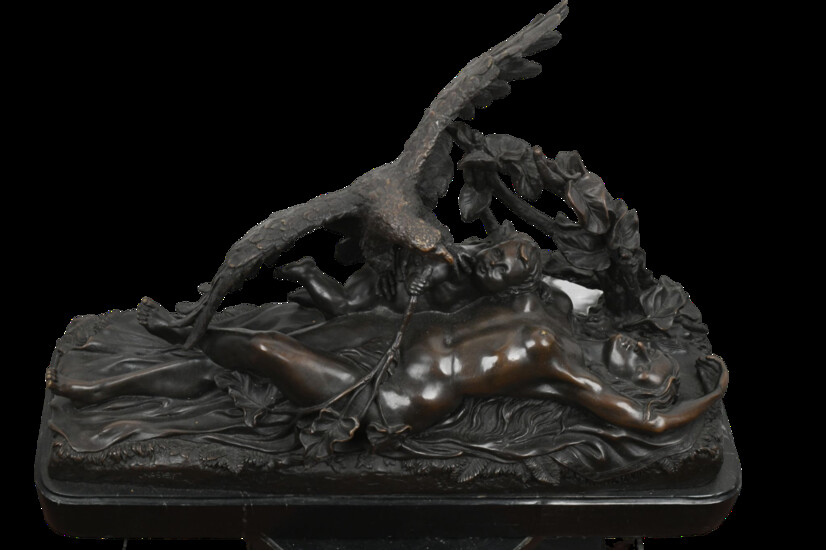 Grande Scultura in bronzo raffigurante scena mitologica, firmato Francia XIX sec