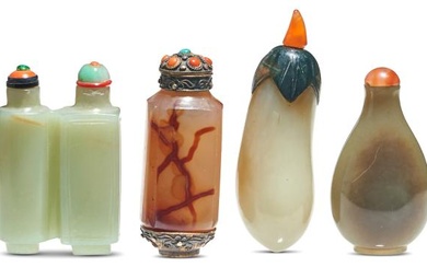 Group of Four Chinese Snuff Bottles Length of largest 3 "