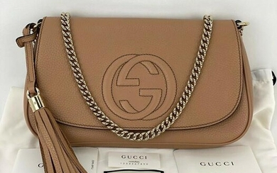 Gucci Soho Medium Rose Beige Pebbled Leather Tassels