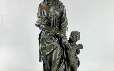 Guillaume COUSTOU (1677 - 1746), d'après Innocence entrainée par l'Amour Bronze patiné Titré et signé...