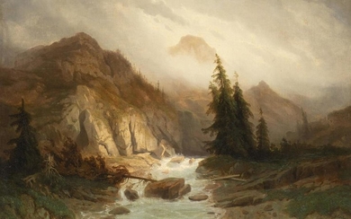 Gustave Eugène Castan (1823-1892) "Paysage de montagne"