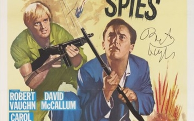 HELICOPTER SPIES (1968) POSTER, US, SIGNED BY ROBERT VAUGHN