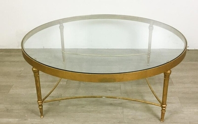 Hollywood Regency Round Glass Cocktail Table