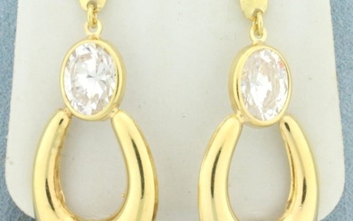 Hoop Dangle Door Knocker CZ Earrings in 18k Yellow Gold