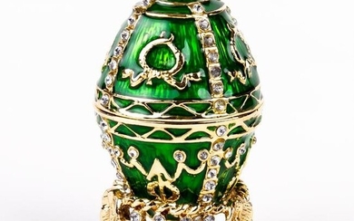 House of Faberge Enamel Egg on Gilded Stand