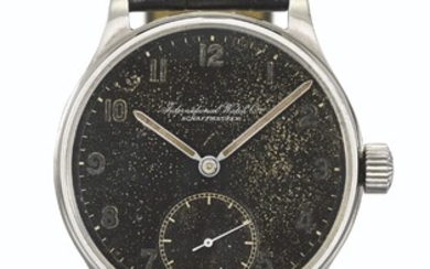 IWC. A VERY RARE AND LARGE STAINLESS STEEL WRISTWATCH
