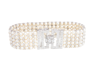 Important Bracelet Art Déco, Perles & Diamants