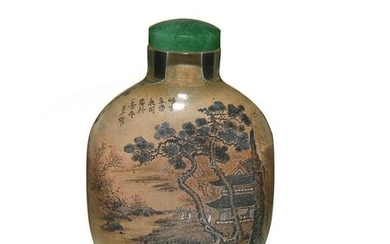 Interior Painted Snuff Bottle, Marked Wang Qian