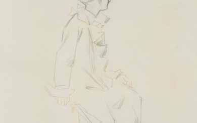 JEAN LOUIS FORAIN (1852-1931) Femme assise tournée vers la gauche Dessin au crayon noir rehaussé...