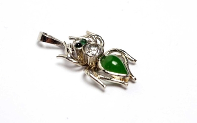 Jade and diamond spider pendant