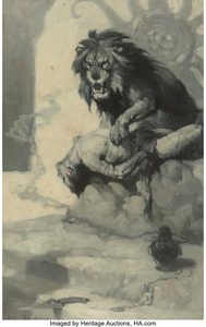 James Allen St. John (1872-1957), Tarzan and the Golden Lion, frontispiece (1923)