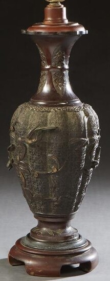Japanese Baluster Bronze Vase, late 19th c., the