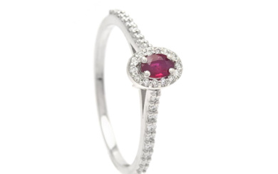 Jewellery Ring RING, 18K white gold, oval faceted ruby appro...