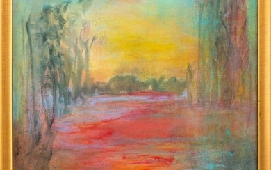 Joan Shapiro Sunset Landscape Oil on Canvas