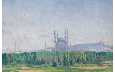 Johann Viktor Krämer Adamov 1861 - 1949 Vienne "Istanbul" Huile sur papier 20 x 26...