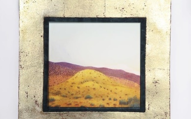 John Beerman, Hills, Monotype, Hand Gilded Metal Leaf Border