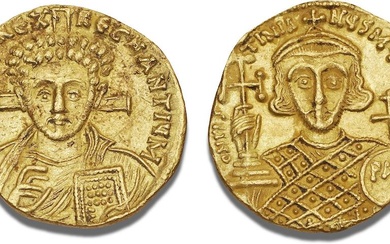 Justinian II, second reign, 705-711, Constantinople, Solidus, Christ with book...