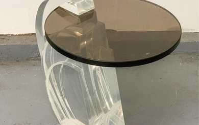 LUCITE & SMOKED GLASS SIDE TABLE