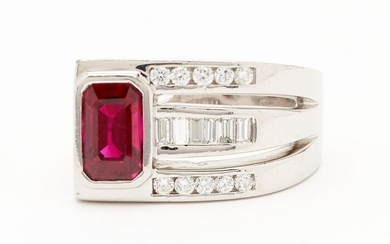 Ladies Platinum Ruby & Diamond Ring