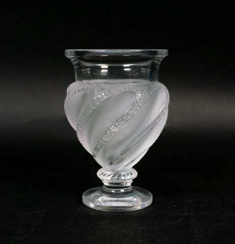 Lalique "Ermenonville" Frosted Crystal Footed Vase