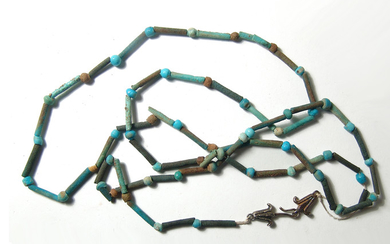 Large Egyptian beaded necklace with lotus shaped clasps