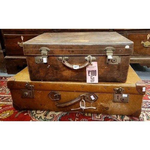 Late 19th/early 20th Century tan leather travelling vanity c...
