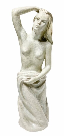 Le Bertetti, white paste sculpture Craquele effect depicting wetting...