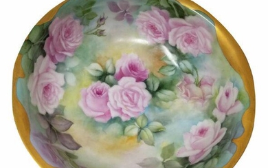 Limoges Tressemann and Vogt Painted Roses Bowl Tureen