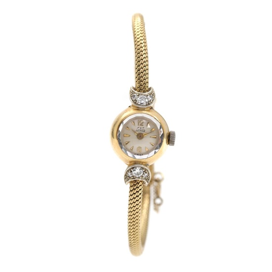 Lotos Diamond wristwatch of 18k gold set with six brilliant-cut diamonds totalling...