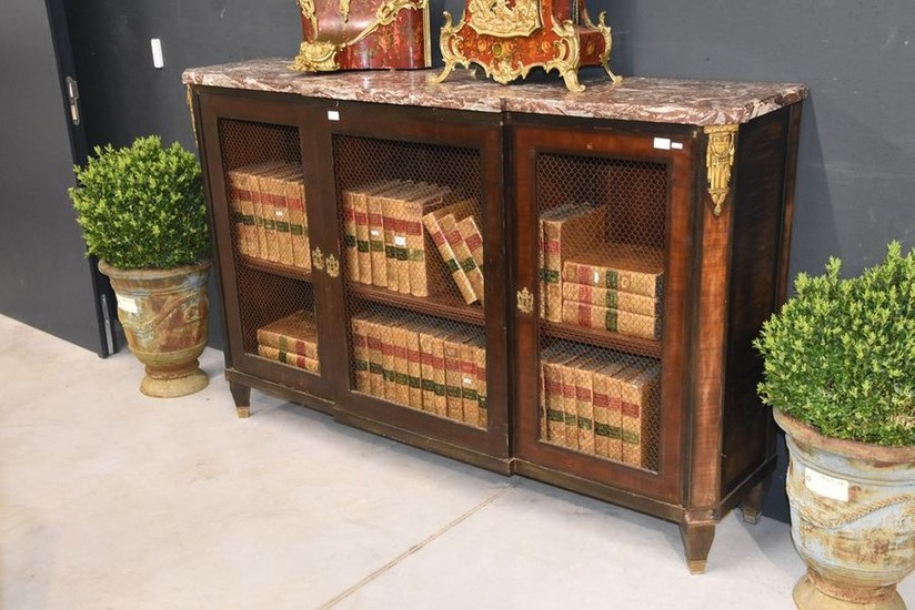 Louis XV 3 door enfilade/wired library with 3...