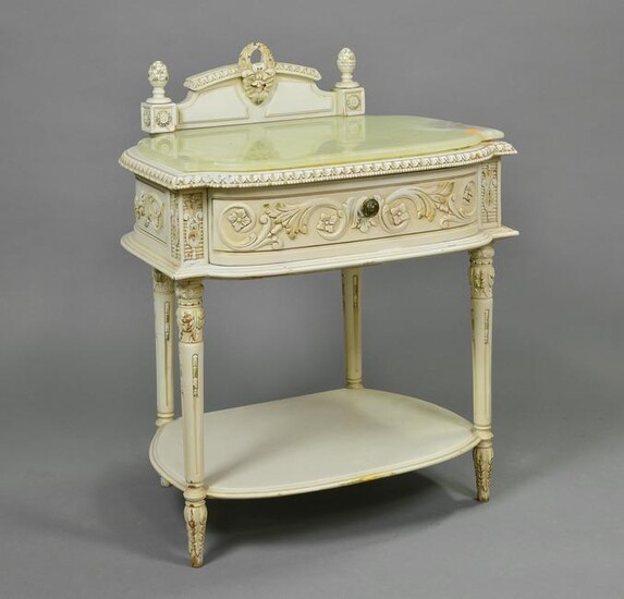 Louis XVI Style Low Painted End Table / Nightstand