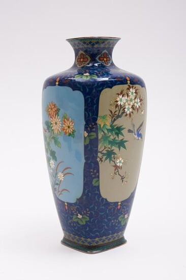Lovely Japanese Cloisonné on Silver Vase 7" tall