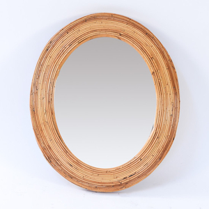MANNER OF CRESPI OVAL BAMBOO MID-CENTURY MIRROR