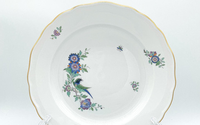 MEISSEN, CAKE PLATE, INDIAN ROCK, FLOWER AND BIRD PAINTING, 1. ELECTION. WITHOUT SANDING MARKS, DM 20CM.