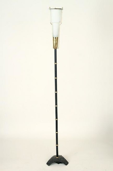 MID CENTURY MODERN BRONZE IRON FLOOR LAMP 1960