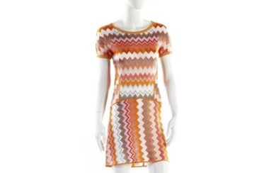 Missoni, Knitted multi-colored short sleeves dress.