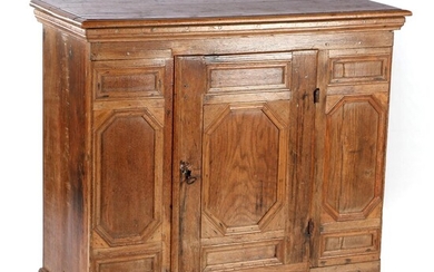 (-), Solid oak cabinet on slippers, with 1...