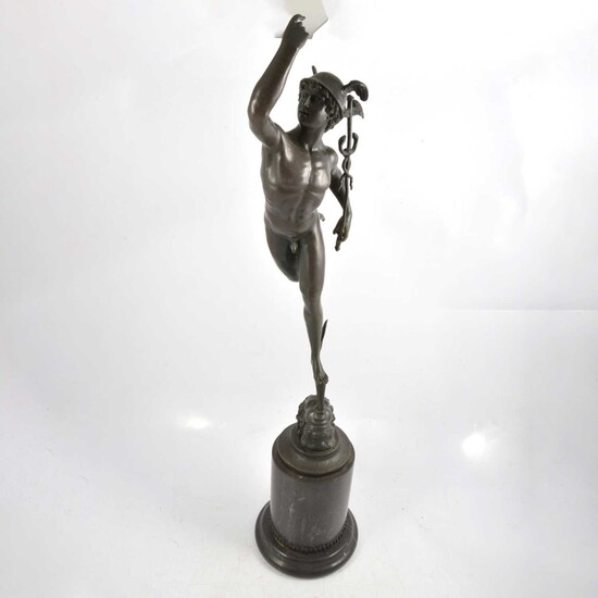 Mercury, reproduction bronze figure.