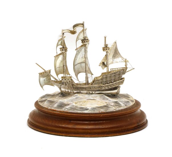 Michael J Softley silver model of Golden Hind