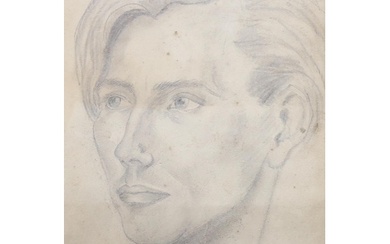 Mid 20th century English School, pencil, Study of a young ma...