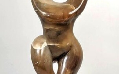 Mid Century Modern Alabaster Sculpture. Figural. Signed